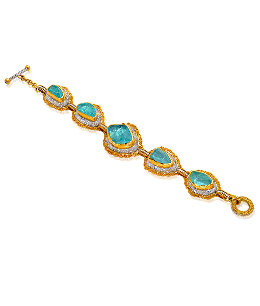 Victor Velyan Paraiba and Diamond Link Bracelet