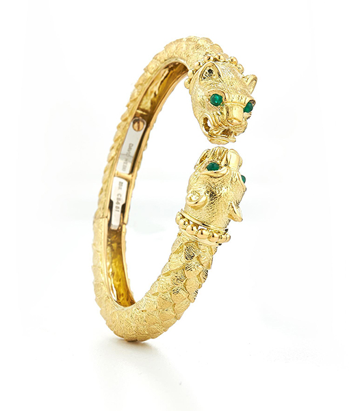 David Webb Greek Lion Emerald Bracelet