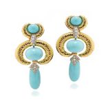 David Webb Turquoise Crescent Earrings