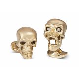 Deakin & Francis Gold Plated Sterling Silver Skull Cufflinks with Diamond Eyes