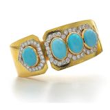 David Webb Turquoise and Diamond Cuff