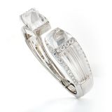 David Webb Carved Rock Crystal and Diamond Bracelet