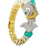 David Webb Dolphin Emerald and Diamond Bracelet