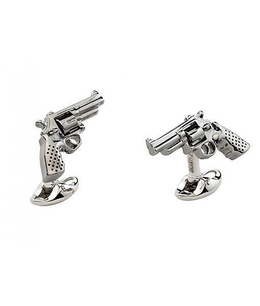 Deakin & Francis Sterling Silver Revolver Gun Cufflinks