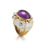 David Webb Manhattan Minimalist Cabochon Amethyst Ring