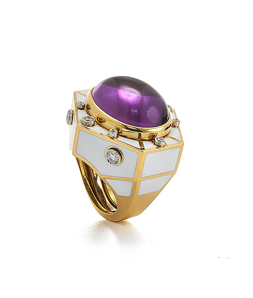 David Webb Manhattan Minimalist Cabochon Amethyst Ring