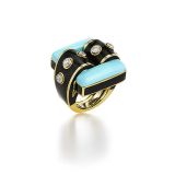 David Webb Manhattan Minimalist Domino Turquoise Ring