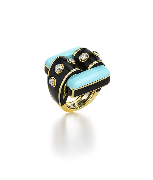 David Webb Manhattan Minimalist Domino Turquoise Ring