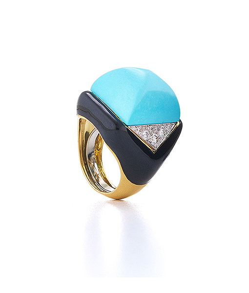 David Webb Manhattan Minimalism Collection Turquoise Ring