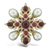 Tony Duquette Ruby Pearl Diamond Pendant