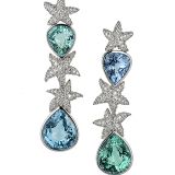 Lydia Courteille Paraiba and Diamond Starfish Earrings