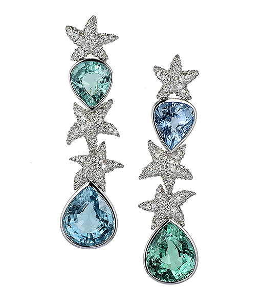 Lydia Courteille Paraiba and Diamond Starfish Earrings