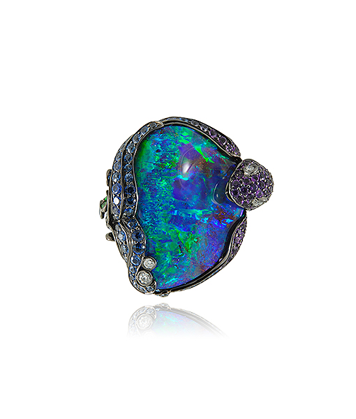 Lydia Courteille Opal Amethyst Sapphire Tsavorite Ring