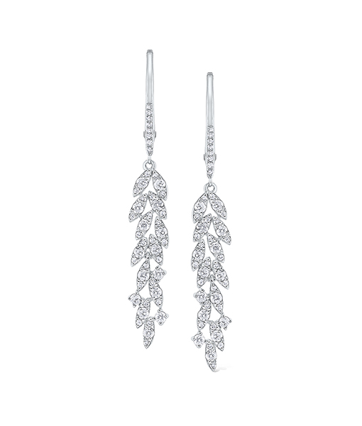 Diamond Leaf Drop Earrings