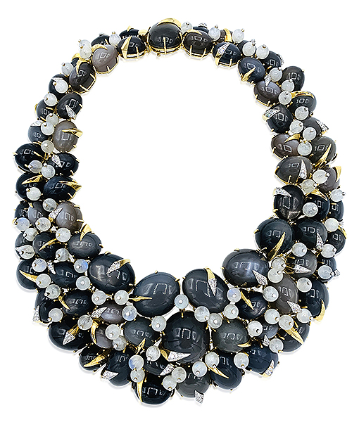 Tony Duquette Moonstone and Diamond Necklace