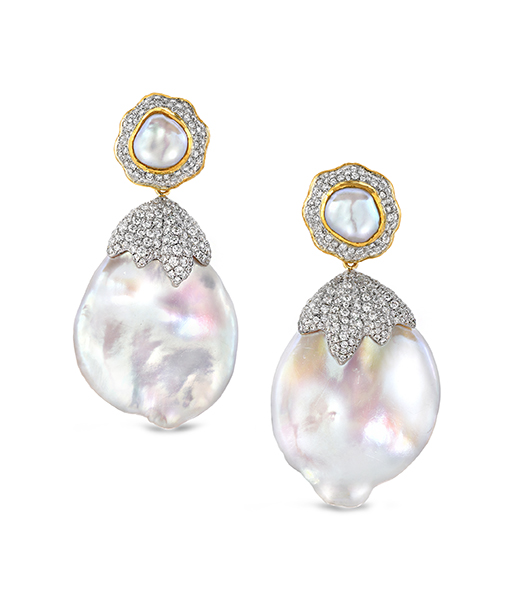 Victor Velyan Baroque Pearl and Diamond Earrings