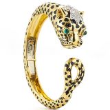 David Webb Leopard Bangle Bracelet Diamonds