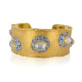 Victor Velyan Moonstone Cuff with Blue Sapphires and Diamonds