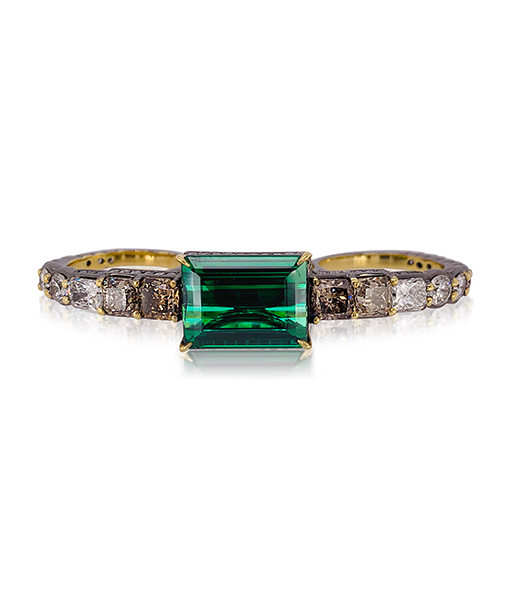 Ara Vartanian Green Tourmaline and Diamond Three-Finger Ring