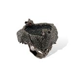 Lydia Courteille Bat Ring Druzy Agate Crystal Rubies Black Diamonds