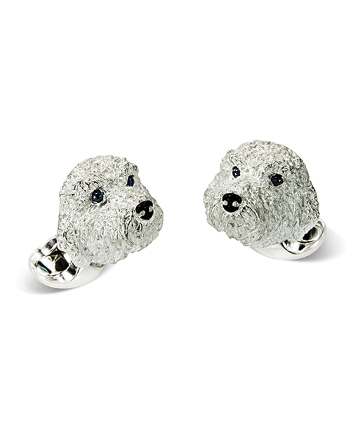 Deakin & Francis Golden Doodle Dog Cufflink Blue Sapphire Eyes