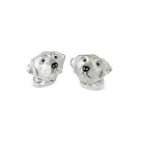 Deakin & Francis SS Silver Labrador Dog Cufflink Blue Sapphire Eyes