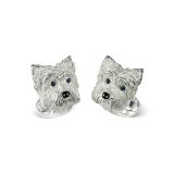 Deakin & Francis West Highland Terrier Dog Cufflink Blue Sapphire eyes