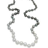 White Black Baroque Ombre Pearl Necklace