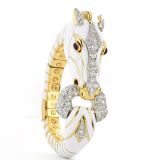 David Webb Horse Bracelet White Enamel