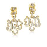 David Webb Diamond Hammered Earrings