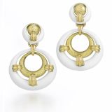 David Webb White Enamel Earrings