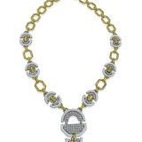 David Webb White Enamel and Diamond Necklace