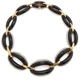 David Webb Black Enamel Diamond Necklace