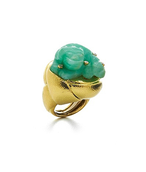 David Webb Jade Diamond Ring