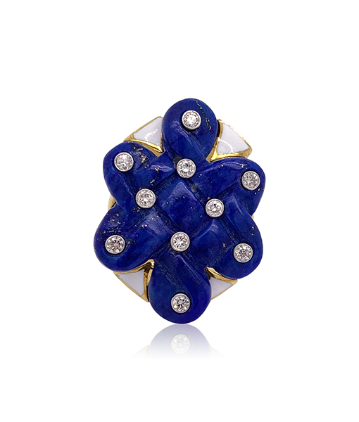 David Webb Lapis Lazuli Diamond Ring