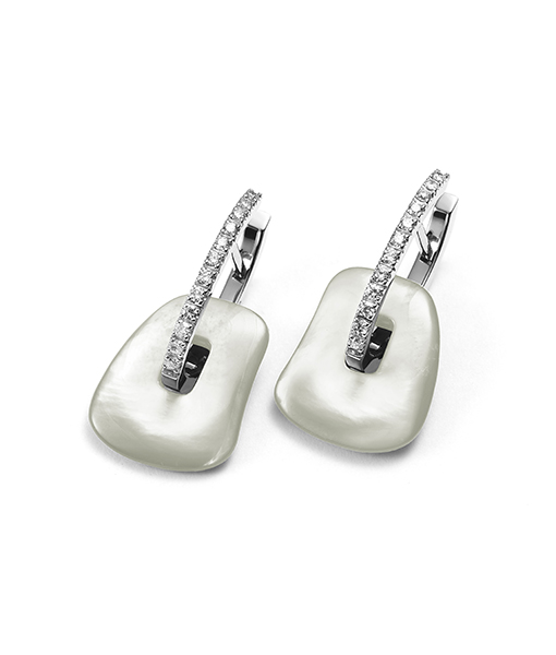 Mattiolli Puzzle Earrings in White Gold with Mother of Pearl Drops