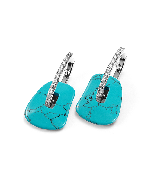 Mattiolli Puzzle Earrings in White Gold with Turquoise Drops