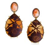 Silvia Furmanovich Ceramic Earrings Peau D'angel Coral Sapphires Diamonds