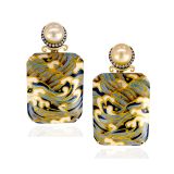 Silvia Furmanovich Marquetry Waves Earrings Brown Diamonds SS Pearls