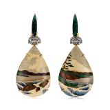 Silvia Furmanovich Marquetry Ladscape Teardrop Earrings Brown Diamonds Tourmaline