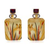 Silvia Furmanovich Orchid Marquetry Earrings