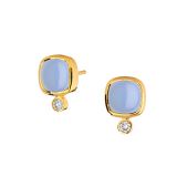 Syna Limited Edition Blue Chalcedony Sugar Loaf Earrings