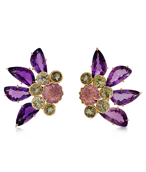 Tony Duquette Amethyst Citrine Earrings