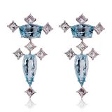 Tony Duquette Aquamarine and White Topaz Earrings