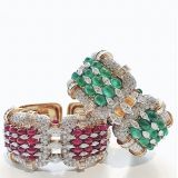 David Webb Emerald and Ruby Cuff