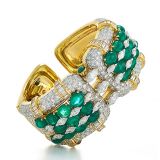 David Webb Continental Emerald and Diamond Bracelet