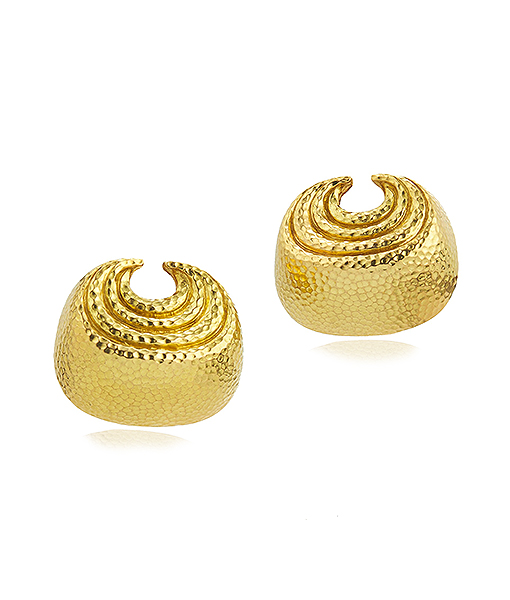 David Webb Small Concentric Crescent Earrings