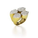 David Webb Quadrant Elipse Ring with Diamonds