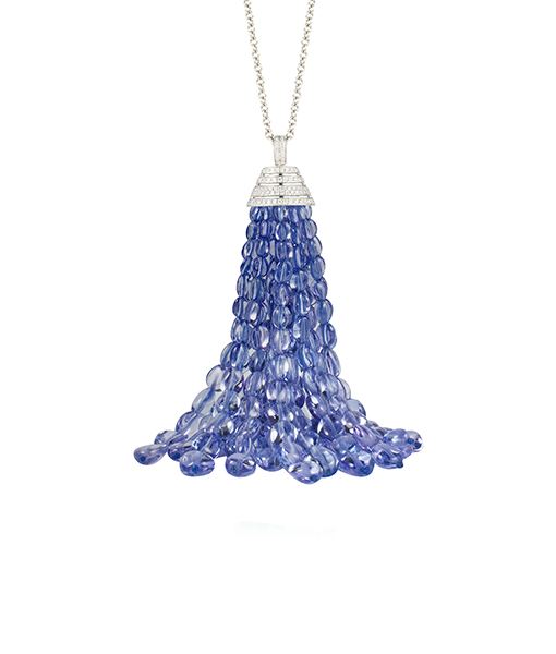 Goshwara Tanzanite Tumble Tassel with White Diamond Cap