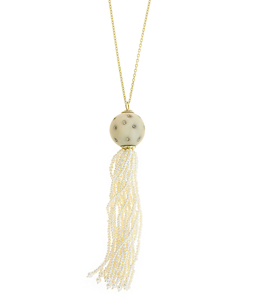 Silvia Furmanovich Jarina Bead Tassel with Light Brown Diamonds and Pearl Tassel